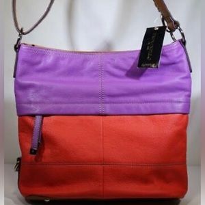Tignanello Crossbody leather Poppy/Iris Colorblock bag NET